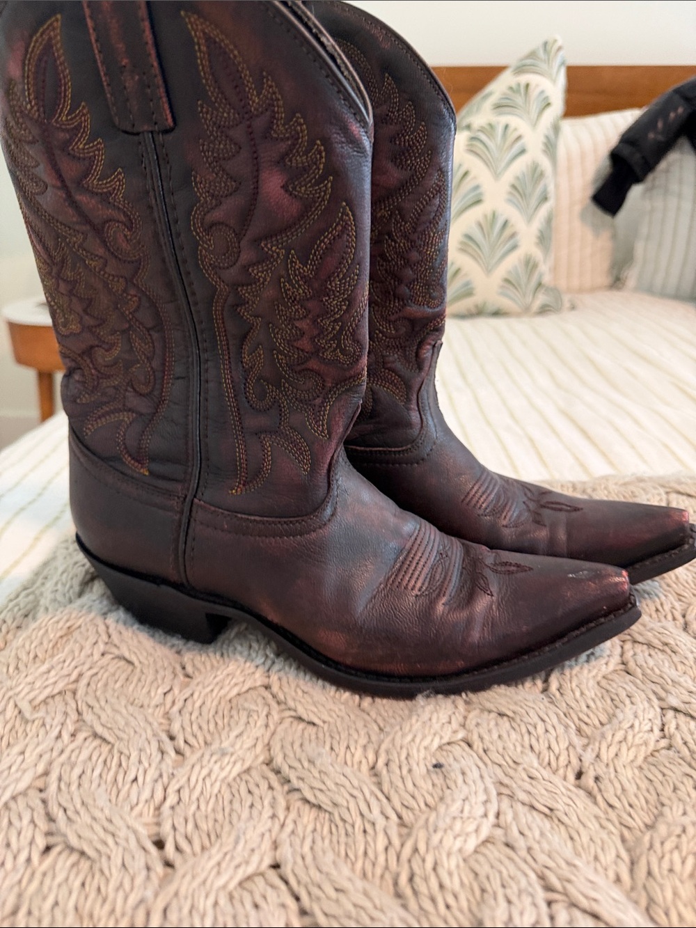 Laredo Dark Brown Men's Western Cowboy Boots with Embroidered Shaft